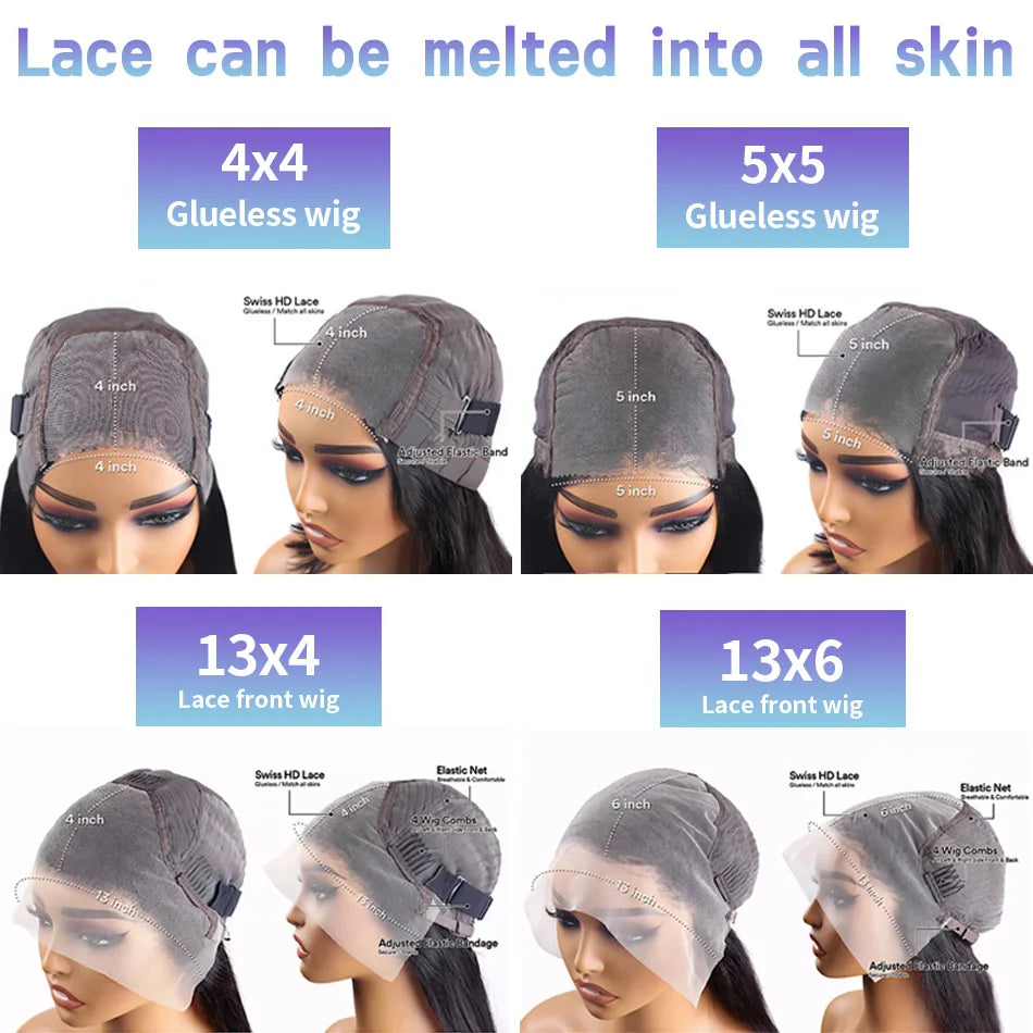 Glueless Bone Straight 4X4 Hd Lace Frontal Wig 13X6 13X4 Black Lace Front Wig Human Hair 5x5 Natural Brazilian Transparent Wigs
