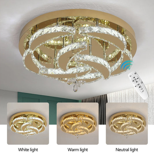 Luxury Gold K9 Crystal Ceiling Lamp Dimmable Led Chandelier Modern Living Dining Room Decor Pendant Light Lustre Home Fixture