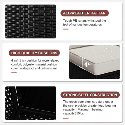 8 Piece Patio Furniture Set with Fire Pit Table, Outdoor Sectional Furniture, Wicker Patio Sofa, Conversation Set Perfect for Ba