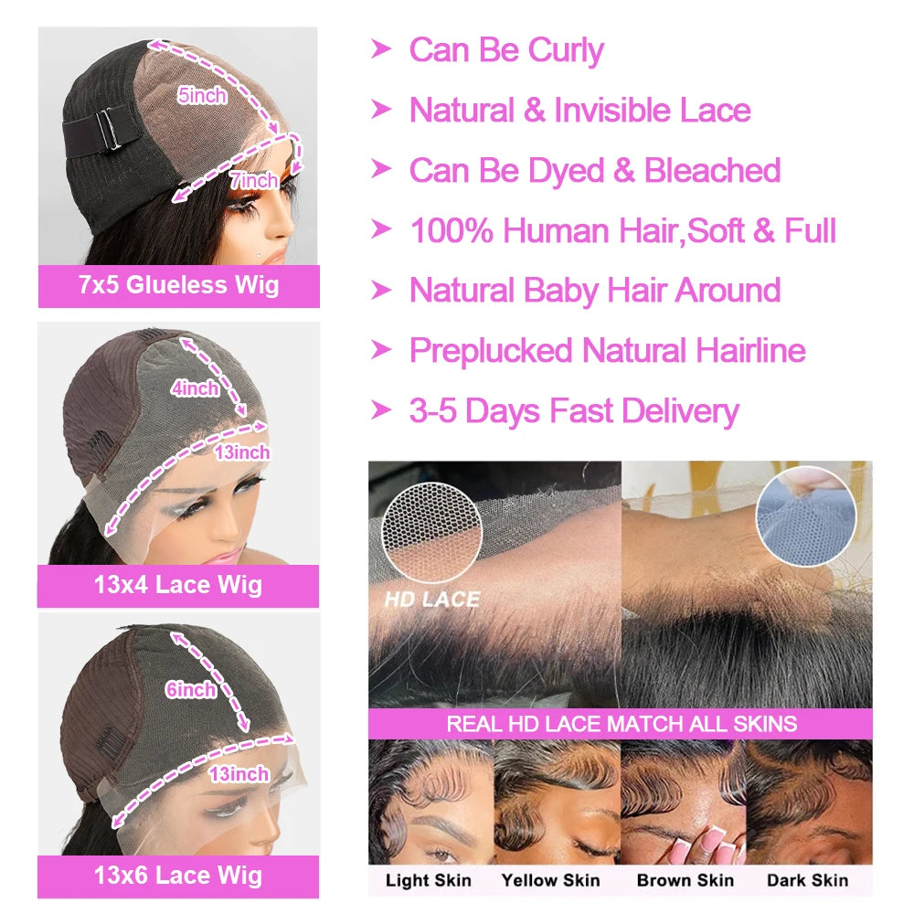 Glueless Body Wave Bob Wigs 13x6 Transparent HD Lace Frontal Wig 100% Human Hair Wigs Natural Wave Short Bob Wigs of Women