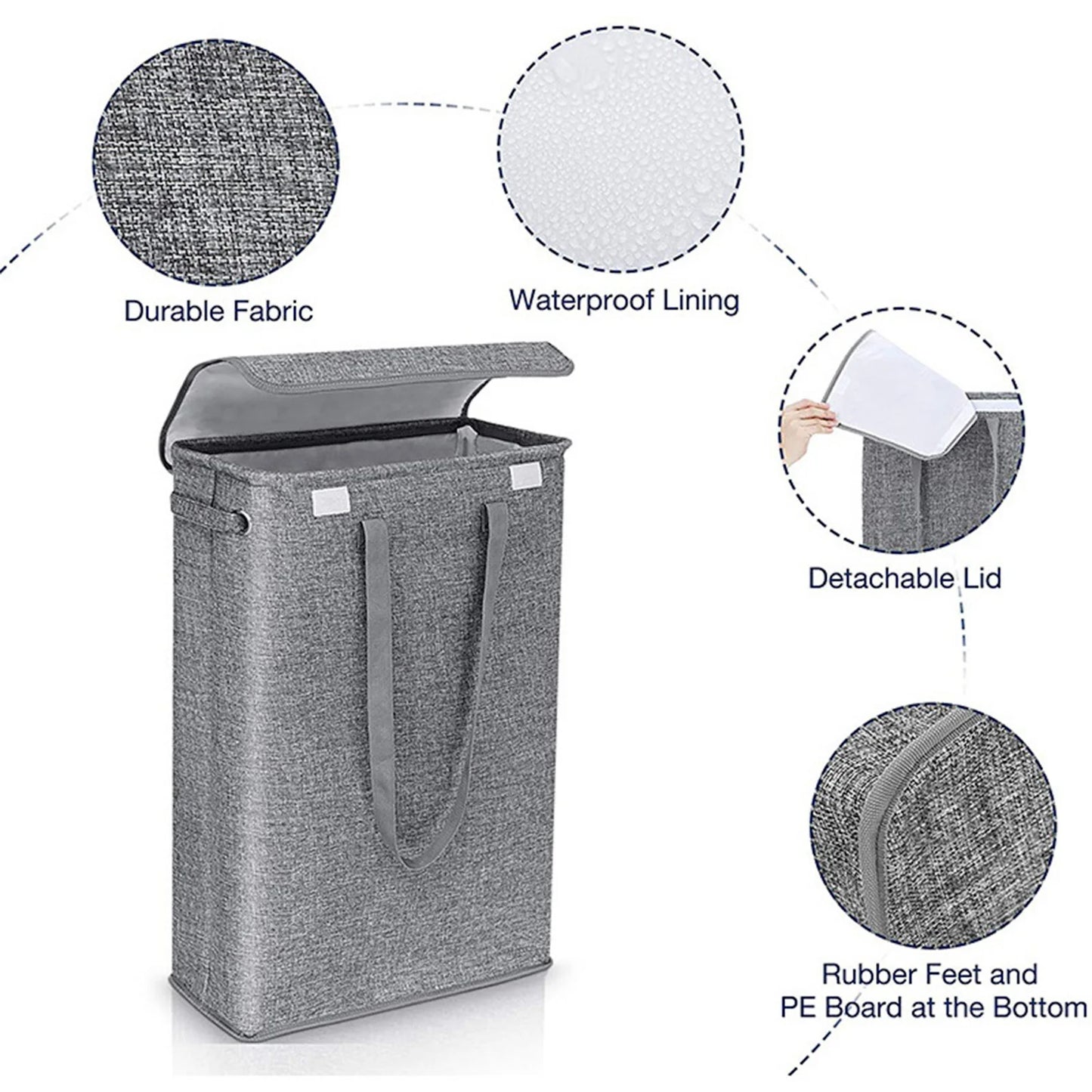 Dirty Clothes Hamper with Lid Collapsible Cotton-Like Linen Laundry Hamper for Home Bathroom or Travel Local Delivery