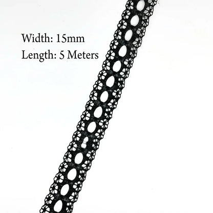 5 Meters White Black Lace Ribbon Assorted Pattern Trims for Gift Wrapping Christmas Wedding Decorations DIY Crafts Sewing Supply