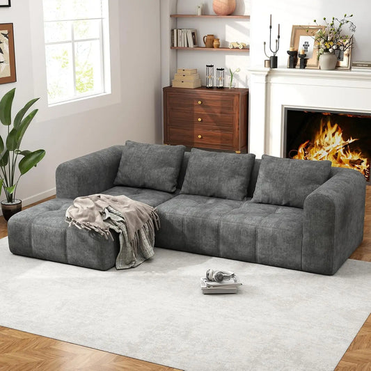 105" Modular Sectional Couches for Living Room, Cloud Sectional Couch with Deep Seat, Convertible L-Shape Couch,, Customized