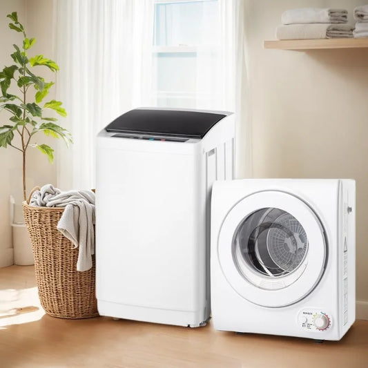 ROVSUN 17.8LBS Full Automatic Washing Machine and 1.5CuFt Portable Clothes Dryer Set, Compact Laundry Washer