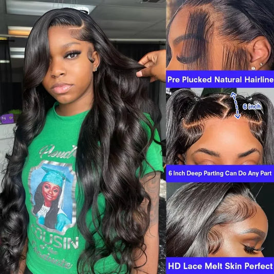 200 Density Body Wave Black Wigs Human Hair 30 Inch 13x6 Hd Lace Frontal Raw Human Hair Wig Brazilian 13x4 Lace Front Human Hair