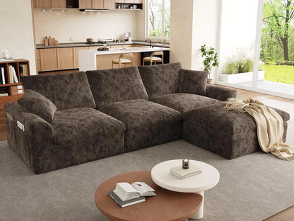 119" Cloud Couch Sectional for Living Room, Oversized Boneless Couches with Ottoman, Convertible L Shaped 3 Seater, Customized