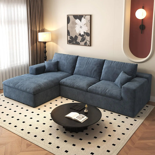 107'' L-Shaped Modern Modular Sectional Sofa Cloud Couch 4-Seat Chenille Deep-Seat Living Room Couch with Pillow Customized