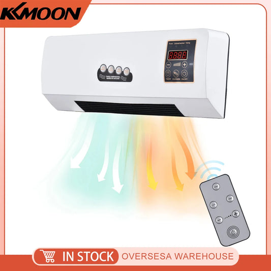 2-in-1 Air Conditioner Heater and Fan Combo Timing Wall Mounted Electric Fan and Space Heater Remote Control for Dormitory Home