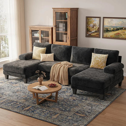 Sectional Couches for Living Room | 112 Inch U-Shaped Sectional Couch | 4 Seat Sofa Set with Double Chaise for, Customized