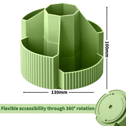 5 Slots Stationery Storage Box 360 Degree Rotating Cute Pencil Cup Pot Desktop Stationery Organizer for Home Office School