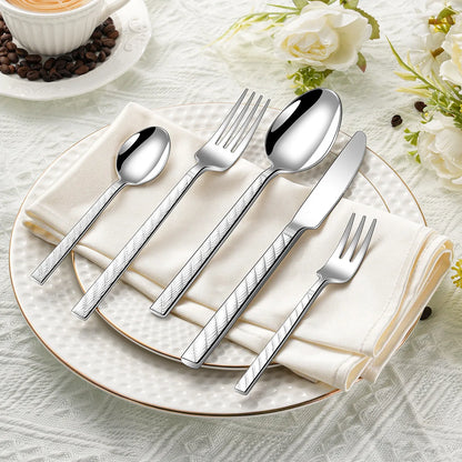 30Pcs Fashion  Cutlery Set 18/10 Stainless Steel Gift Flatware 410 Steel Knife Fork Spoon Dinnerware for 6 Drop Shipping