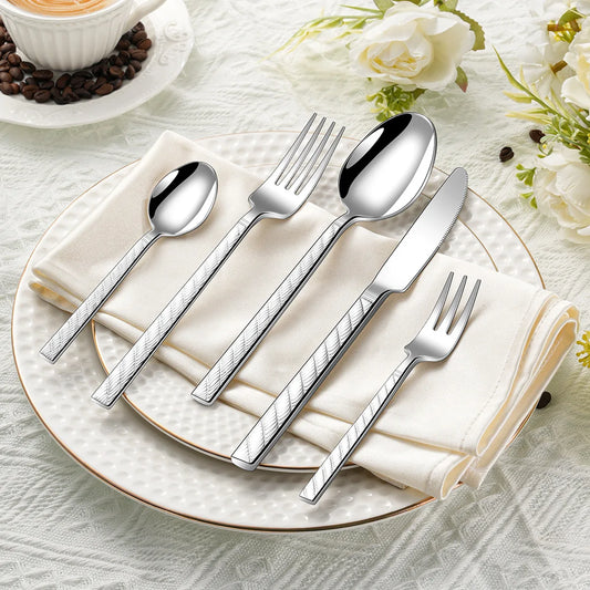 30Pcs Fashion  Cutlery Set 18/10 Stainless Steel Gift Flatware 410 Steel Knife Fork Spoon Dinnerware for 6 Drop Shipping