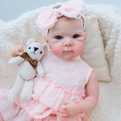 1pc 18-inch Reborn  Bettie Doll, pink, vinyl, with soft touch, handcrafted, including veins and authentic details rooted
