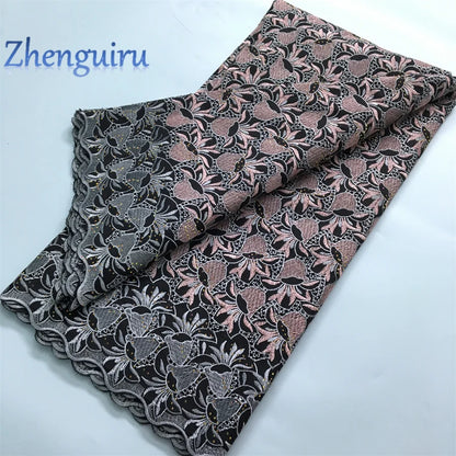 African Lace Fabric 2025 Swiss Voile Cotton Lace Elegant Nigerian Embroidered Cotton Lace Fabric 5 Yards for Women Sew A4016