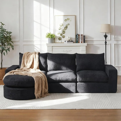 99" Modular Sectional Sofa, Cloud Sectional Couch with Neck Pillow & Deep Seat,Chenille Boneless Couches with L-Shape,Customized