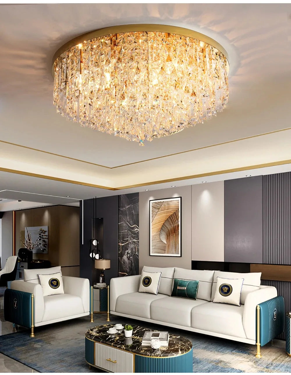 Modern Crystal Ceiling Chandelier For Living Room LED Lustre Hanging Lamps Dining Room Pendant Light Suspension Luminaire Lampen