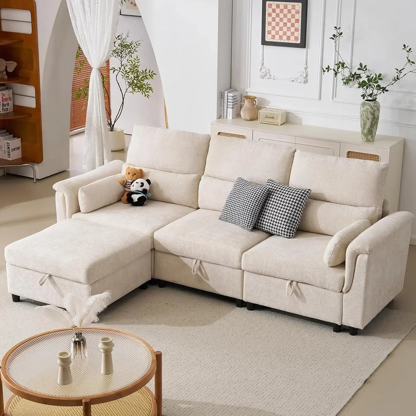 133" U-Shaped Modern Sofa,Modular Sectional Cloud Couch with 2 Ottoman, Oversized Modular Sectional Sofa with Storage Customized