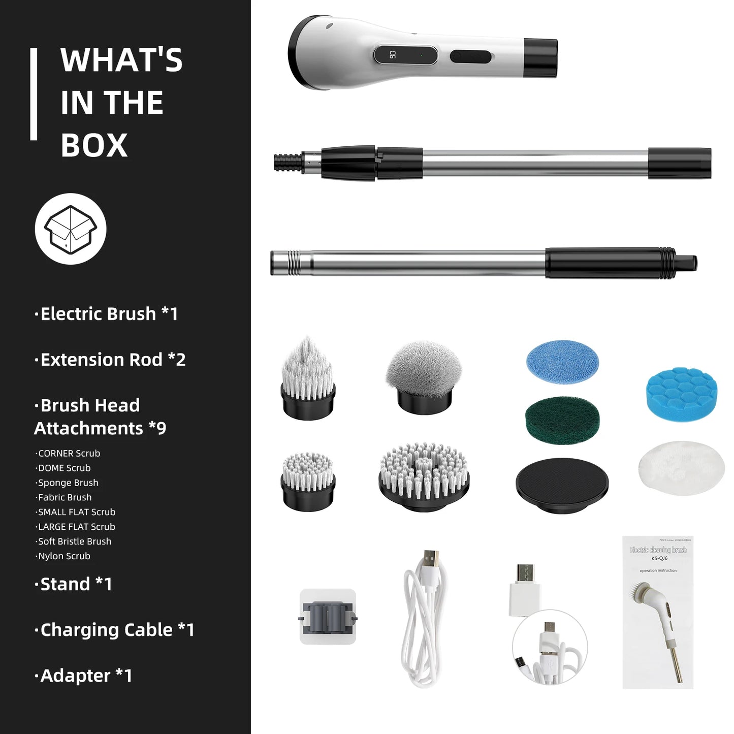 Viladepot 9-in-1 Electric Cleaning Brush Multifunctional Cordless Rotating Cleaning Brush Multiscene