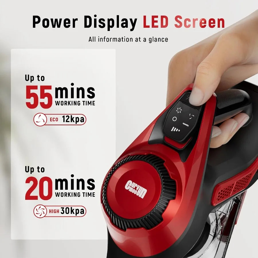 Cordless Vacuum Cleaner for Home Stick Vacuum 40Kpa Smart Display 1.5L Dust Cup MAX 55mins Runtime Lightweight Handheld Vacuum