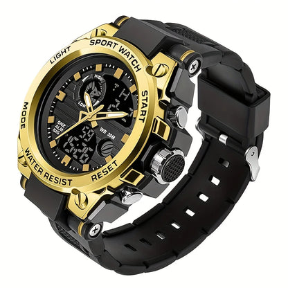 Watches for Men Watch Outdoor LED Stopwatch Digital Electronic Large Dual Display Tough Electronic Clock Wrist Watches for Men