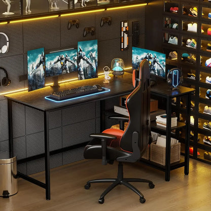 L Shaped Desk - 39" Home Office Computer Desk with Shelf, Gaming Desk Corner Table for Work, Writing and Study, Space-Saving