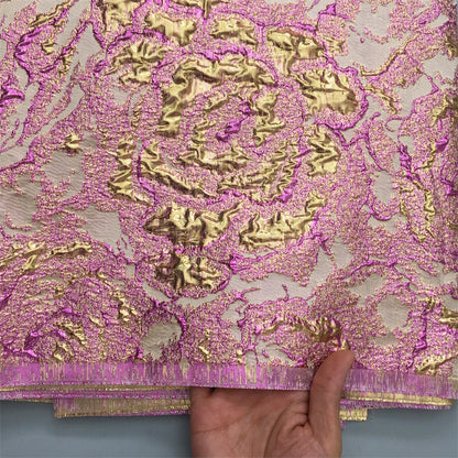 SJD LACE Nigerian Brocade Lace Fabric 2025 High Quality French Gilded Jacquard Lace Damask Dress For Women Wedding Party Sew4096