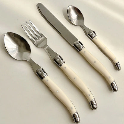 Vintage Dinnerware Steak Knife Fork Spoons Teaspoon Cutlery Stainless Steel Restaurant Flatware Dinner Set Kitchen Tableware