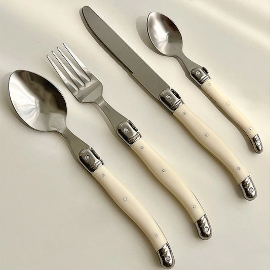 Vintage Dinnerware Steak Knife Fork Spoons Teaspoon Cutlery Stainless Steel Restaurant Flatware Dinner Set Kitchen Tableware