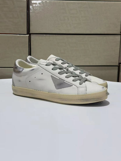 Spring Summer Fashion Casual Low-top Shiny Shoelaces Shoes Women's Round Toe Patchwork Diamond Heel Flat Bottom Sports Shoes