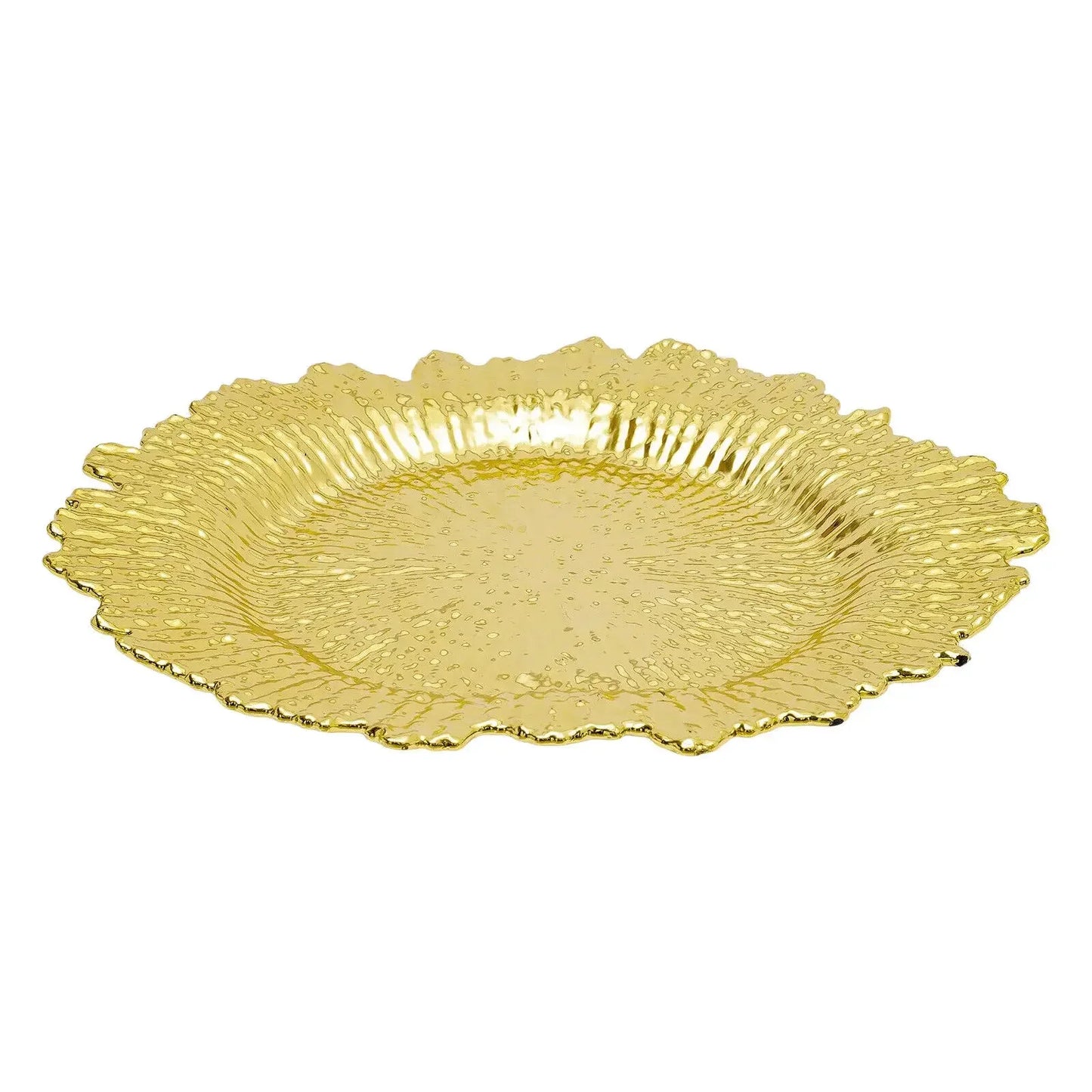 24Pcs Gold Chargers PP Plate Decoratio Table Setting Restaurant Round Salad Reef Plate Pad for Wedding Christmas Dinner Decor