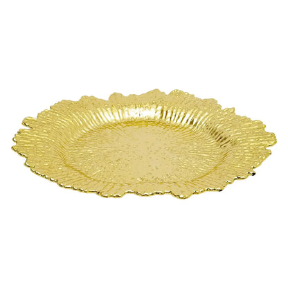 24Pcs Gold Chargers PP Plate Decoratio Table Setting Restaurant Round Salad Reef Plate Pad for Wedding Christmas Dinner Decor