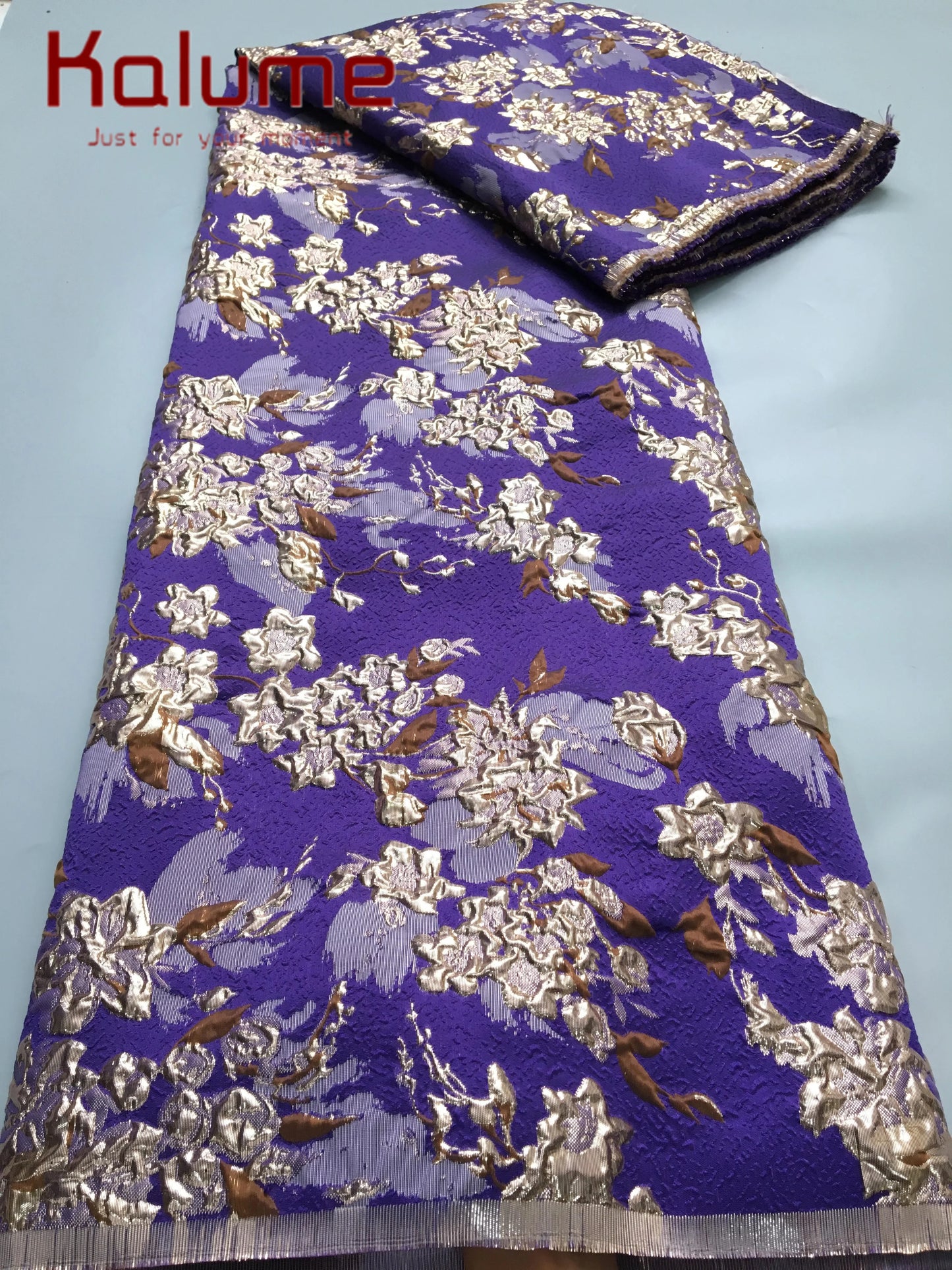 Kalume 2025 African Gilding Jacquard Fabric High Quality Brocade Lace Fabric Ship From U.S. for Sewing Party Women Dress F4406