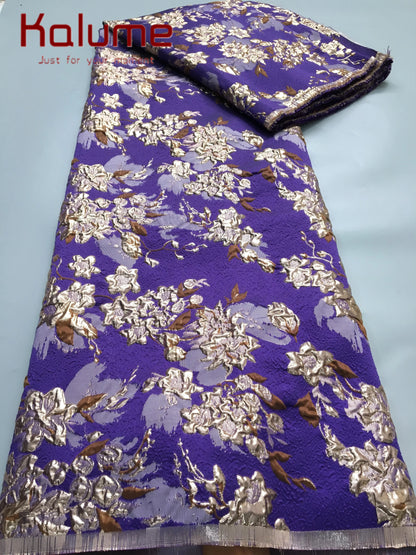 Kalume 2025 African Gilding Jacquard Fabric High Quality Brocade Lace Fabric Ship From U.S. for Sewing Party Women Dress F4406