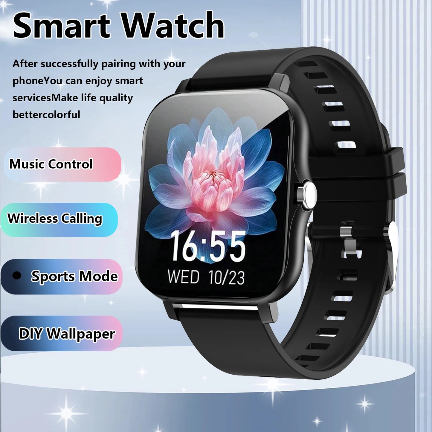 Smartwatch, Wireless Calling/dialing, Message Reminders, Multi-sport Mode, Music Playback, Suitable for IPhone/Android