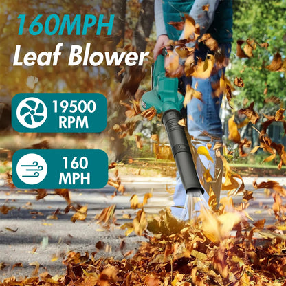 Leaf Blower Cordless Electric Portable 160MPH Lightweight 1*20V-2.0Ah Batteries Handheld Leaf Cleaner 2-Speed Lawn Care Yards