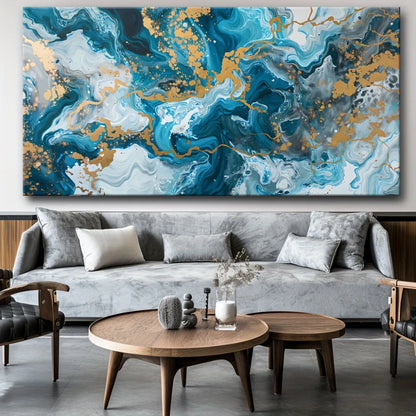 Canvas print poster Blue abstract art canvas wall art painting, art works wall painting, suitable for living room