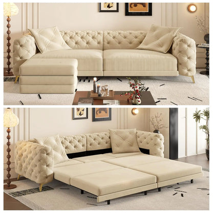 97.7" King Size Sleeper Sofa Bed, 3-in-1 Convertible Pull Out Sleeper Couch with Ottoman, Oversized, Customized