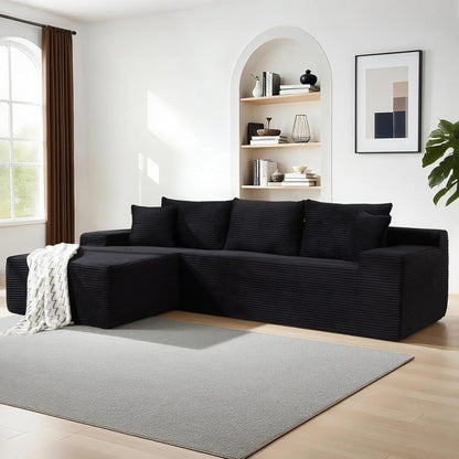 105" Cloud Modular Sectional Couch with L-Shape Chaise, Upholstered Corduroy Couches for Living Room, No Assembly, Customized
