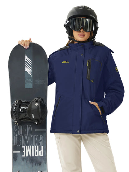 Womens Ski Jacket Waterproof Insulated Snow Jacket Warm Windproof Winter Coats with Hood Fleece Lined Jacket