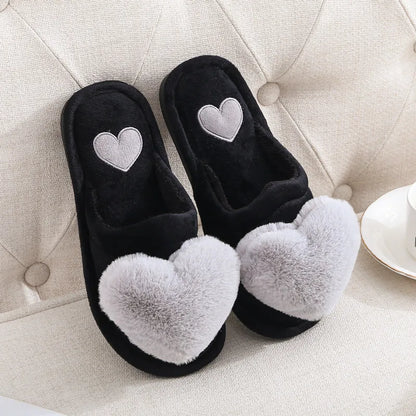 2025 Winter Cute Cotton Slippers for Women Winter Warm Shoes Soft Fur Thick Sole Anti-slip Couples Indoor Home Floor Slides