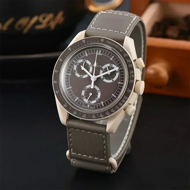2025 Fashion Man Watch Moon Joint Space Moon Mission Six-hand Chronograph Quartz Men's and Women's Watches