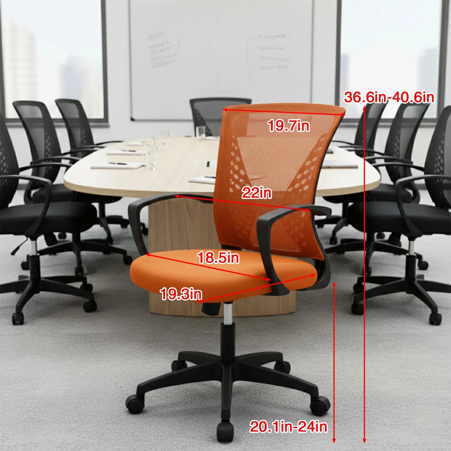 Office Chair Mesh Chair Ergonomic Computer Desk Chair Mid Back Swivel Lumbar Support with Armrest
