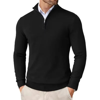 Men's Quarter Zip Up Sweaters Slim Fit Lightweight Pullover Outdoor Mock Neck Tops Half Turtleneck Knitted Streetwear