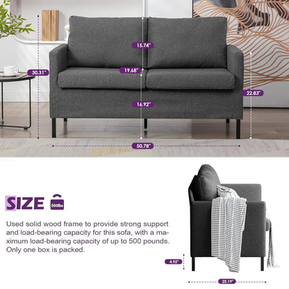 Modern Linen Fabric 2-Seater Mini Love Seat Sofa Couch 51" Width Customizable Small Living Room Upholstered Loveseat,Customized