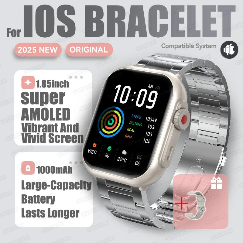 2025 Fashion Women Watch Ultra2 SE Smart Watches 1000mAh 1.85"AMOLED Full Touch Screen BT Call Smartwatch For Android IOS Ladies