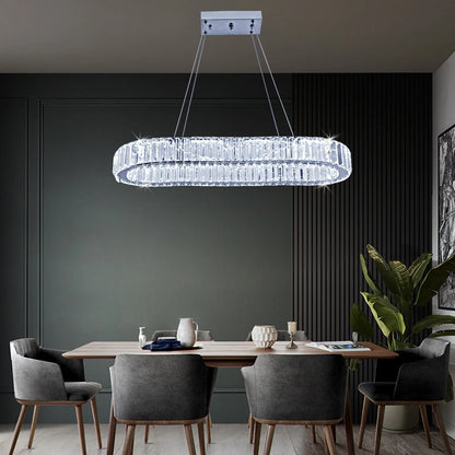 Led Oval Pendant Light Modern Kitchen Island Chandelier Hanging Ceiling Lamp Dining Table Living Room Crystal Decor Lutre Fixtur