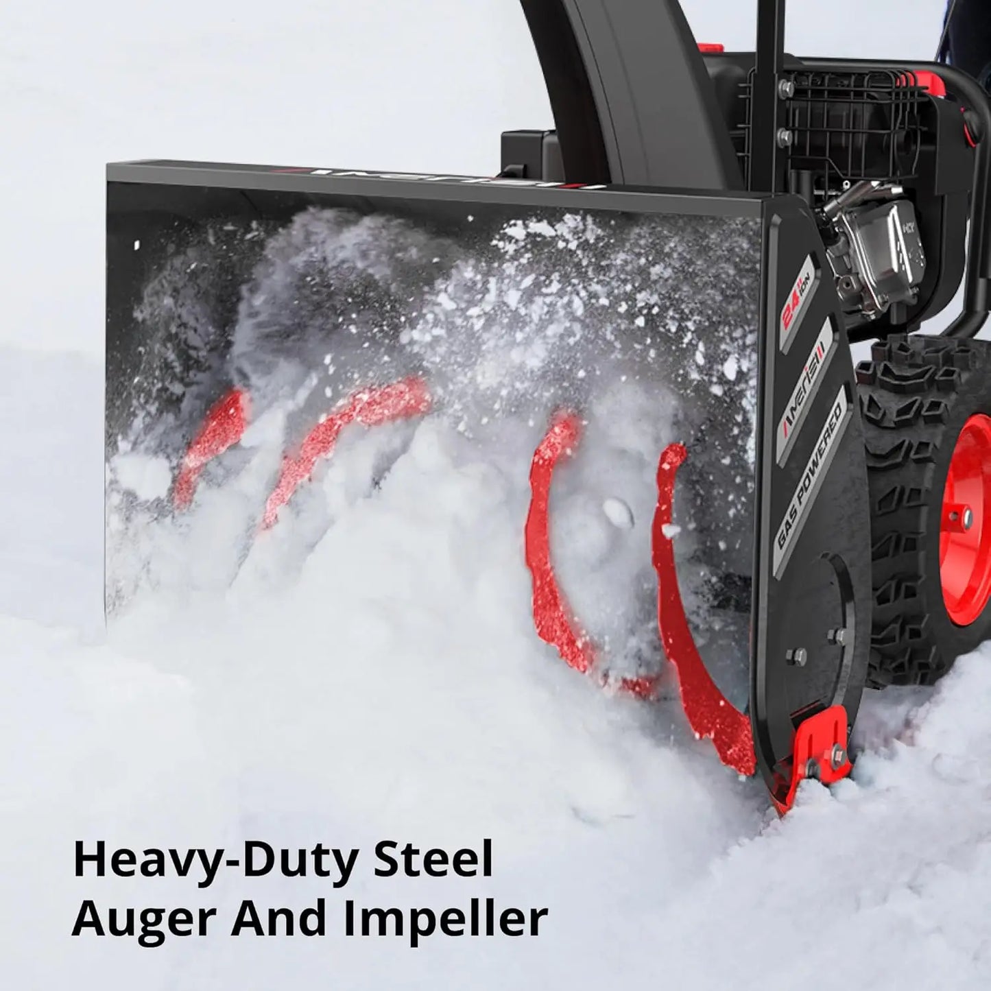 24-Inch Gas Snow Blower with 212cc 4-Cycle OHV Engine, Recoil Start, 40Ft Snow Throwing for Decks, Driveways, and Sidewalks