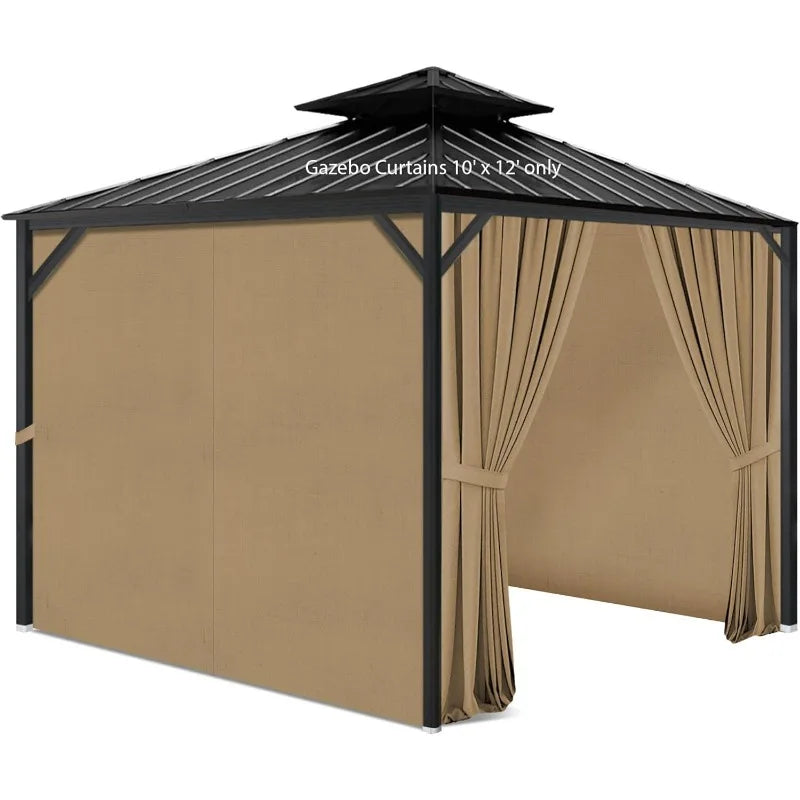 Gazebo Privacy Curtains with Zipper 4-Panels Side Wall Universal Replacement for Patio, Outdoor Canopy, Garden and Backyard