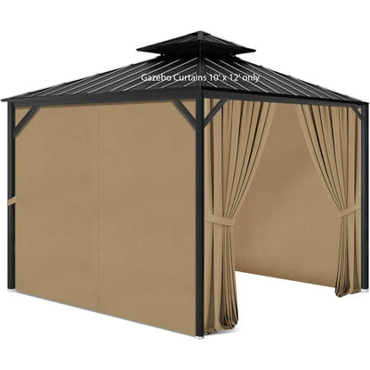 Gazebo Privacy Curtains with Zipper 4-Panels Side Wall Universal Replacement for Patio, Outdoor Canopy, Garden and Backyard
