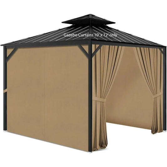 Gazebo Privacy Curtains with Zipper 4-Panels Side Wall Universal Replacement for Patio, Outdoor Canopy, Garden and Backyard